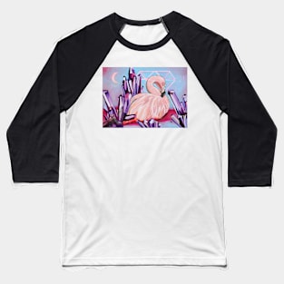 Flamingo with crystals pink and purple Baseball T-Shirt